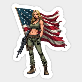 Female Soldier Sticker